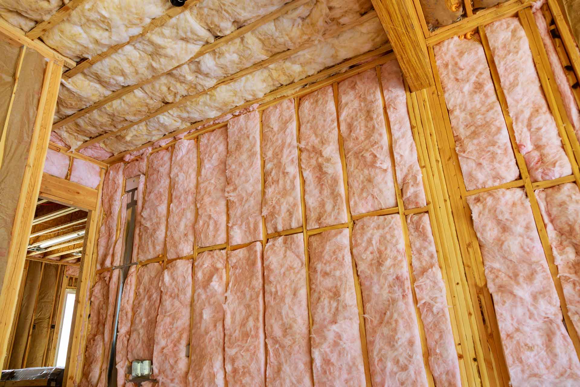 Newly installed batt insulation