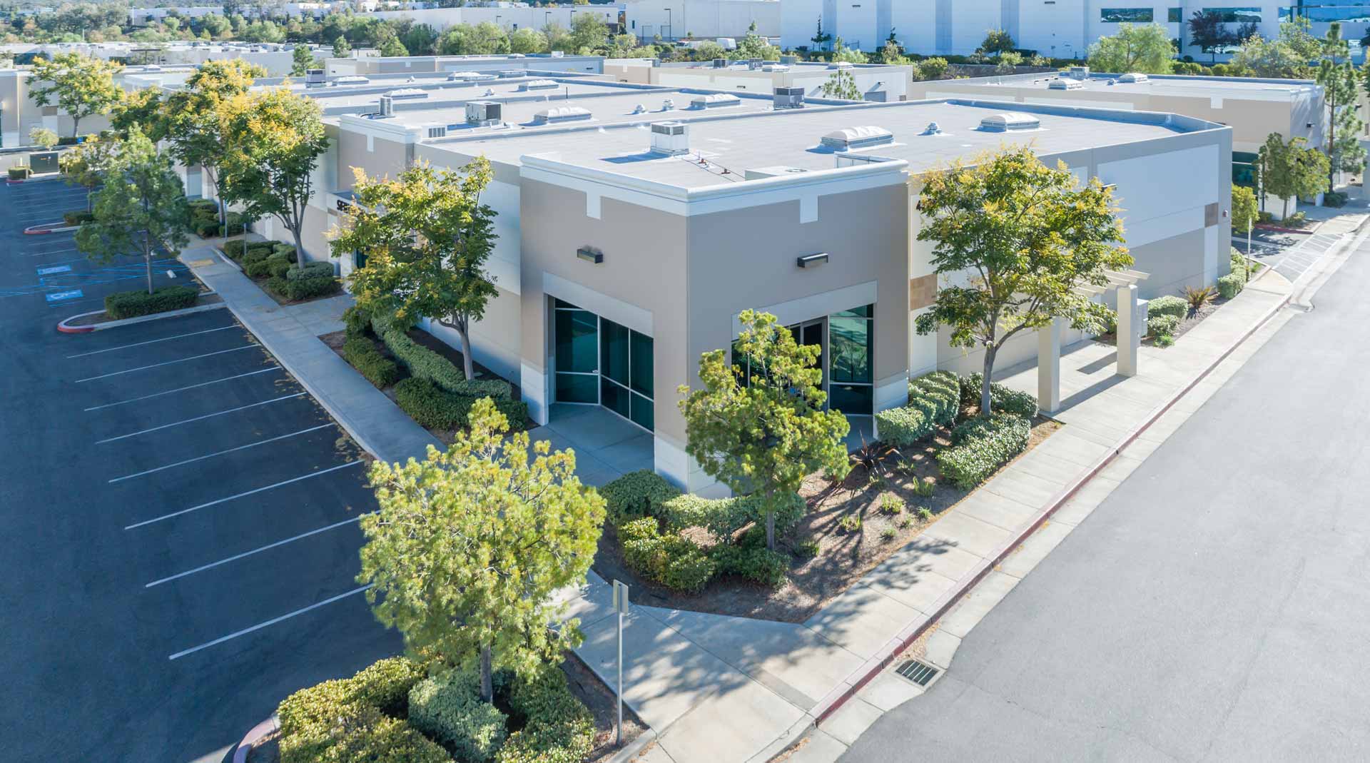 Aerial shot of commercial building